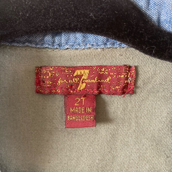 7 For All Mankind Toddler Boys Short Sleeve Green Distressed Button Down… - Picture 5 of 7